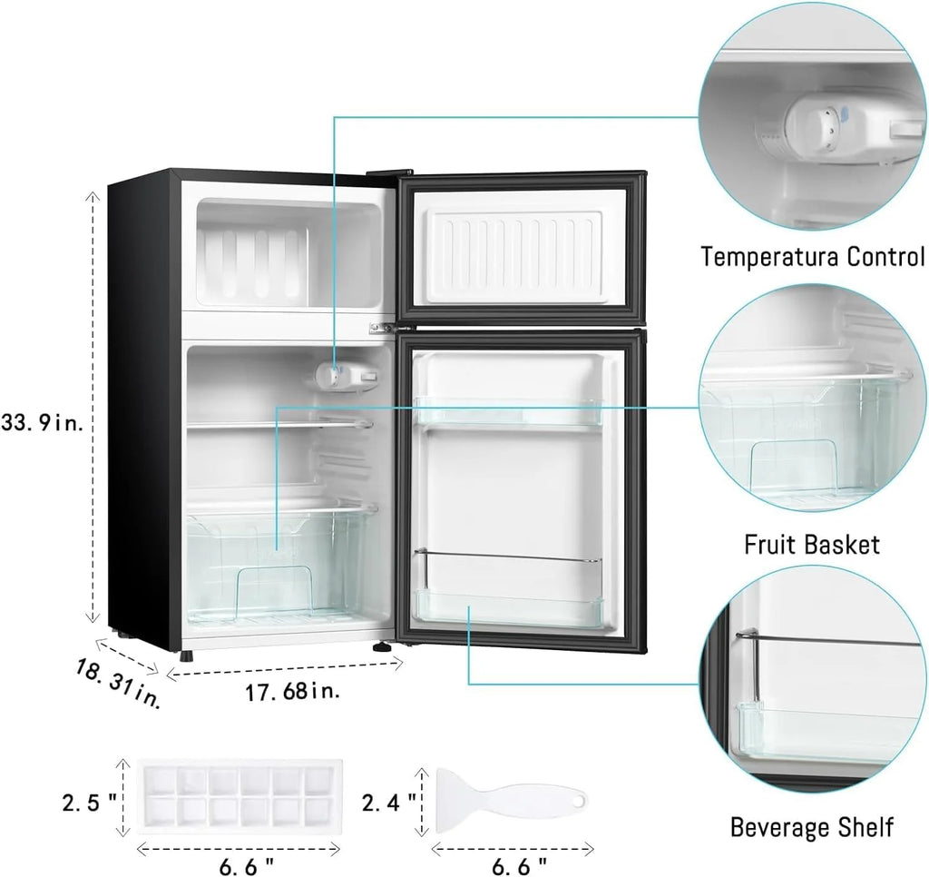 HUMSURE 3.2 Cu.Ft Pink Mini Fridge With Freezer, Compact Dorm Refrigerator, 2 Doors for Bedroom, Office, Kitchen, Apartment