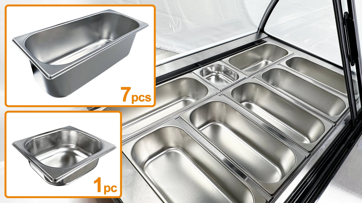 42 in. Commercial Deluxe Ice Cream Gelato 7 Pan Freezer NSF ETL Gelato Dipping Cabinet