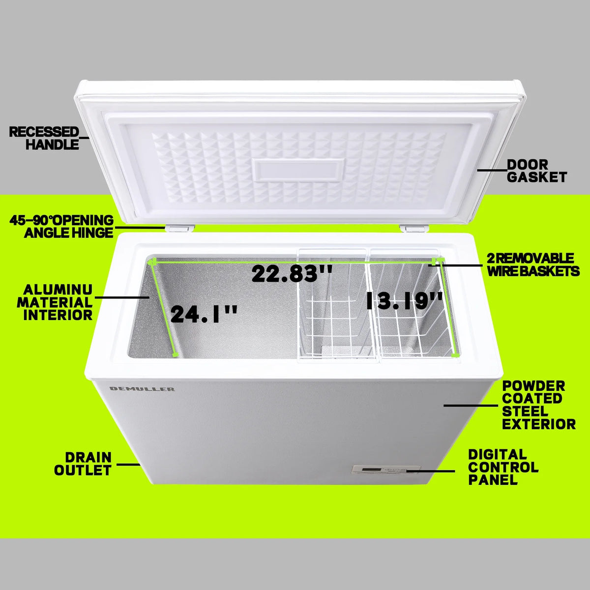DEMULLER 3.5 Cu. ft Chest Freezer Small Freezers with Top Open Door Freestanding Black