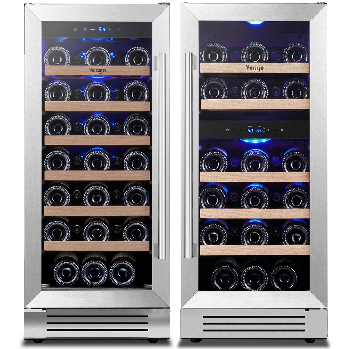 Yeego 30" Wine and Beverage Refrigerator,Two 15" Wine and Beverage Cooler Under Counter or Freestanding, Hold 33 Bottles and 80 Cans(Two Pack)