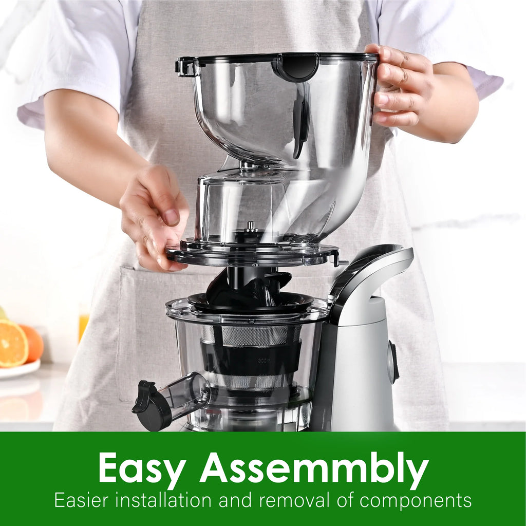 Kitchen in the Box Cold Press Juicer Machines With 3.26" Wide Feed Chute, Slow Masticating Juicer Machine for Whole Fruits and Vegetables, BPA-Free, High Juice Yield Juicer Maker (Silver)