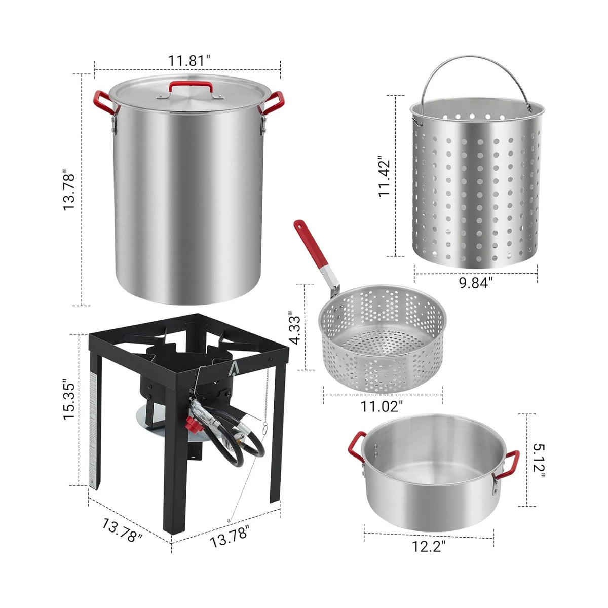 30 QT Turkey Fryer Cooker Set and 10 QT Kit,Home 50,000 BTU Aluminum Turkey Deep Fryer and Propane Burner Kit, Outdoor Propane Deep Fryers Stove Burner Stand, Baskets, Marinade Injector, Thermometer