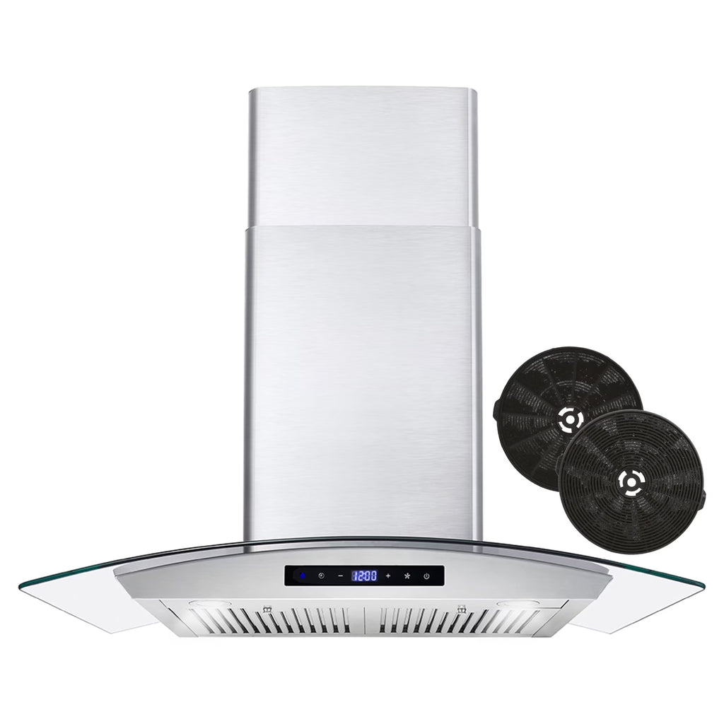 30 in. Vista Collection Ductless Wall Mount Range Hood, Button Controls, LED Lights, Stainless Steel