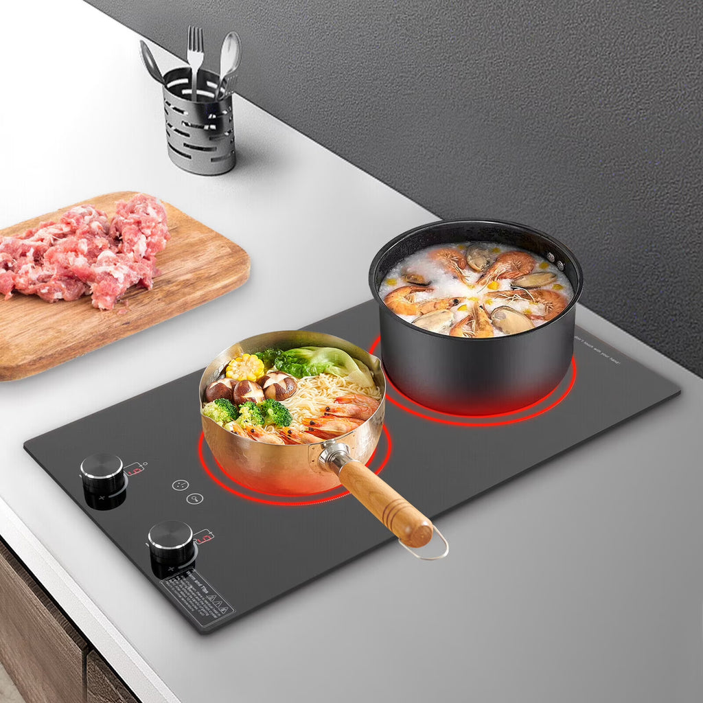 Electric Hob Cook Top Stove 110V Induction Cooktop 2 Burners Ceramic Cooktop