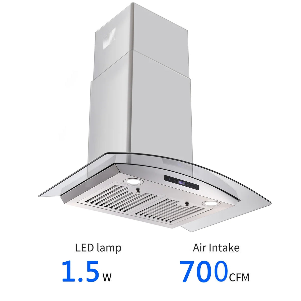 30 in. Ducted Wall Mount Range Hood Kitchen Hood Stainless Steel with Touch Control LED Light