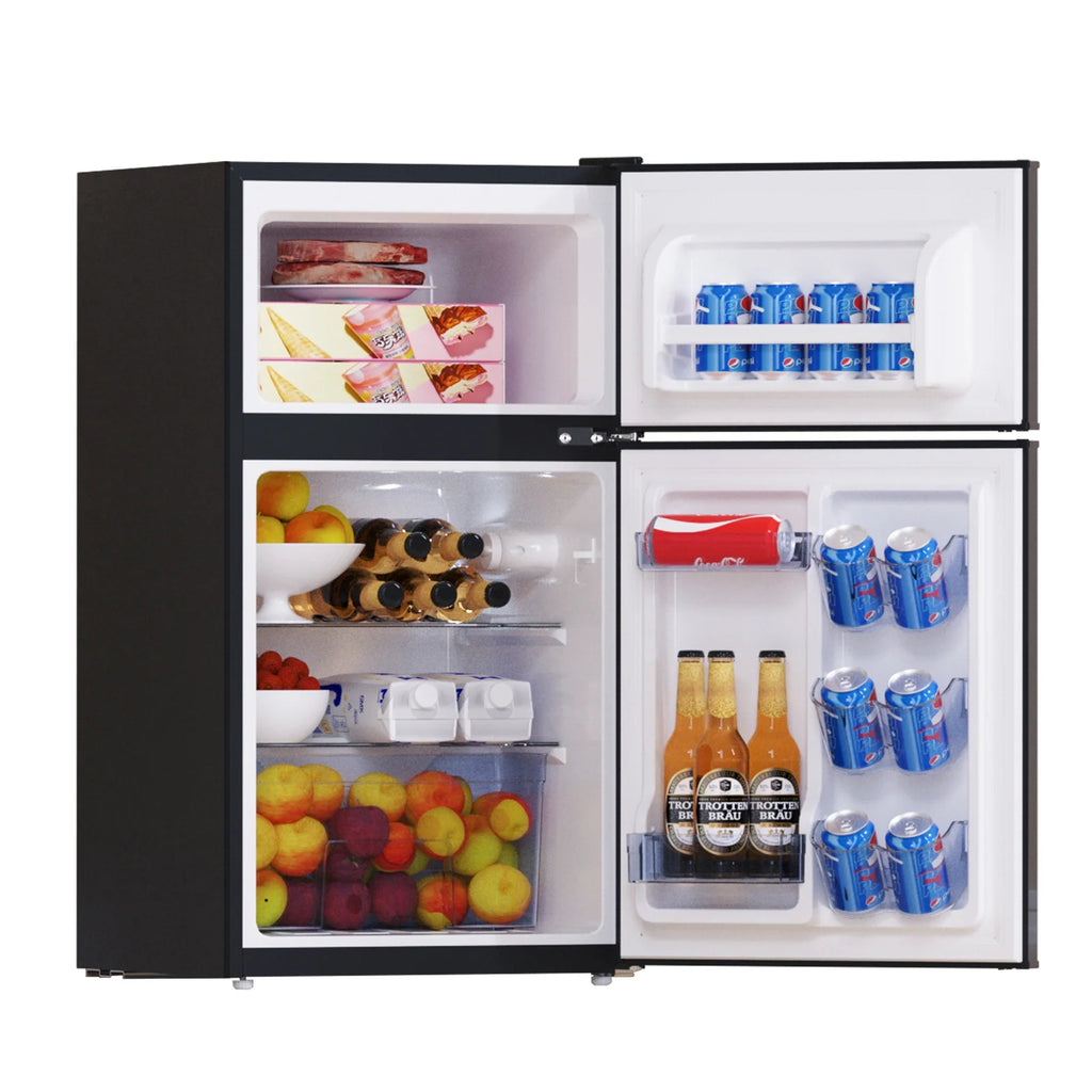 Frestec 3.2 cu. Ft.  Double Door mini fridge Compact Refrigerator, Black