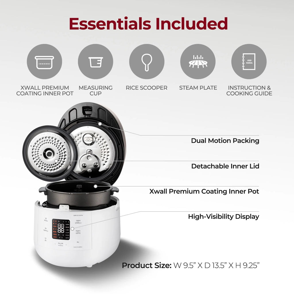 Cuckoo 6 Cup Dry, Twin Pressure Rice Cooker with Micom Logic Tech, Nonstick Pot, Warmer, 16 Menu Modes and Voice Guide