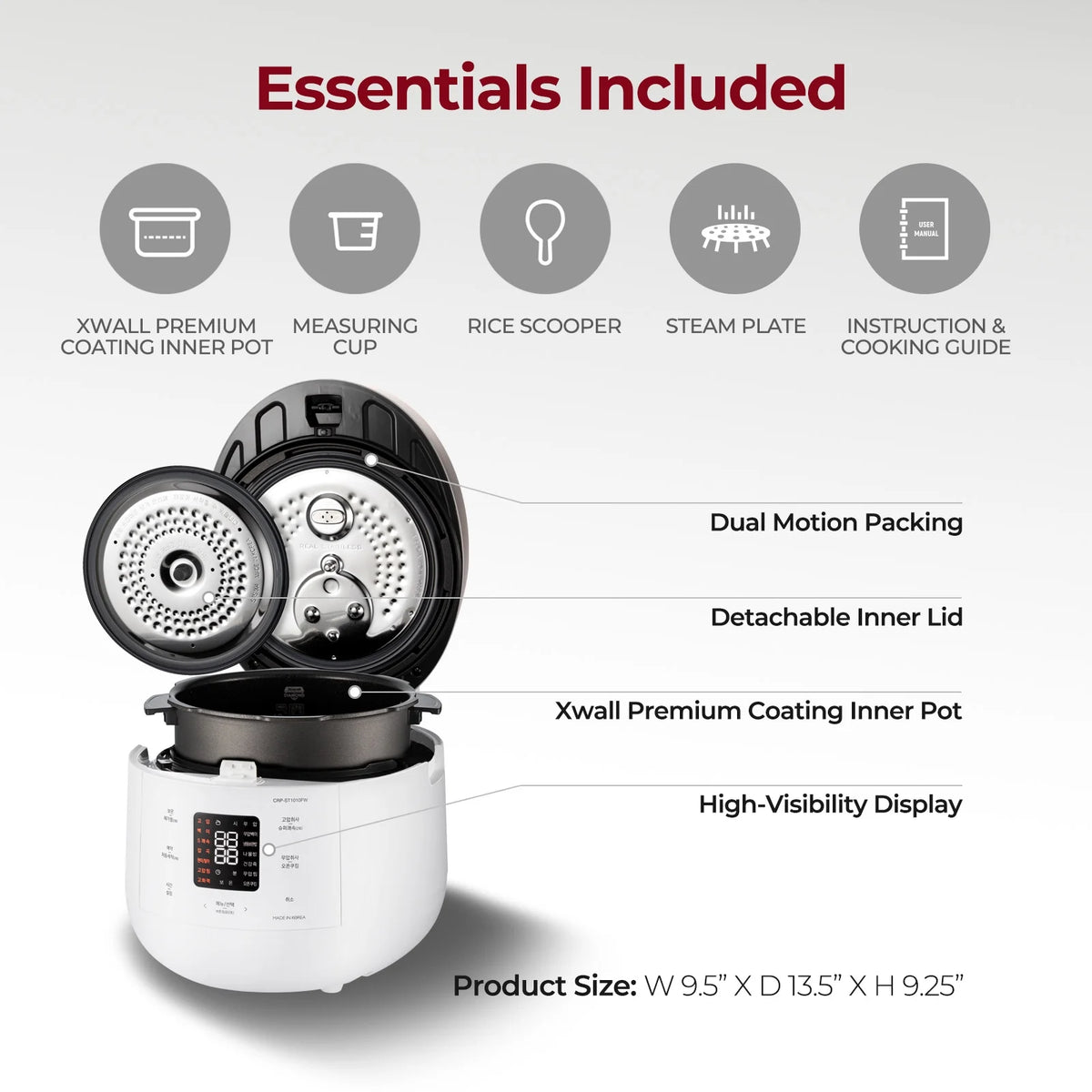 Cuckoo 6 Cup Dry, Twin Pressure Rice Cooker with Micom Logic Tech, Nonstick Pot, Warmer, 16 Menu Modes and Voice Guide