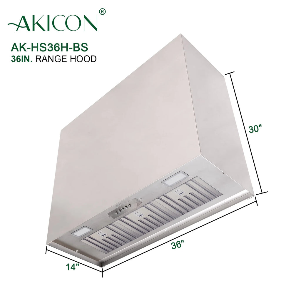 Akicon Stainless Steel Range Hood, Modern Box Kitchen Hood with Powerful Vent Motor, Wall Mount, 30��W*30��H*14D, Signal White