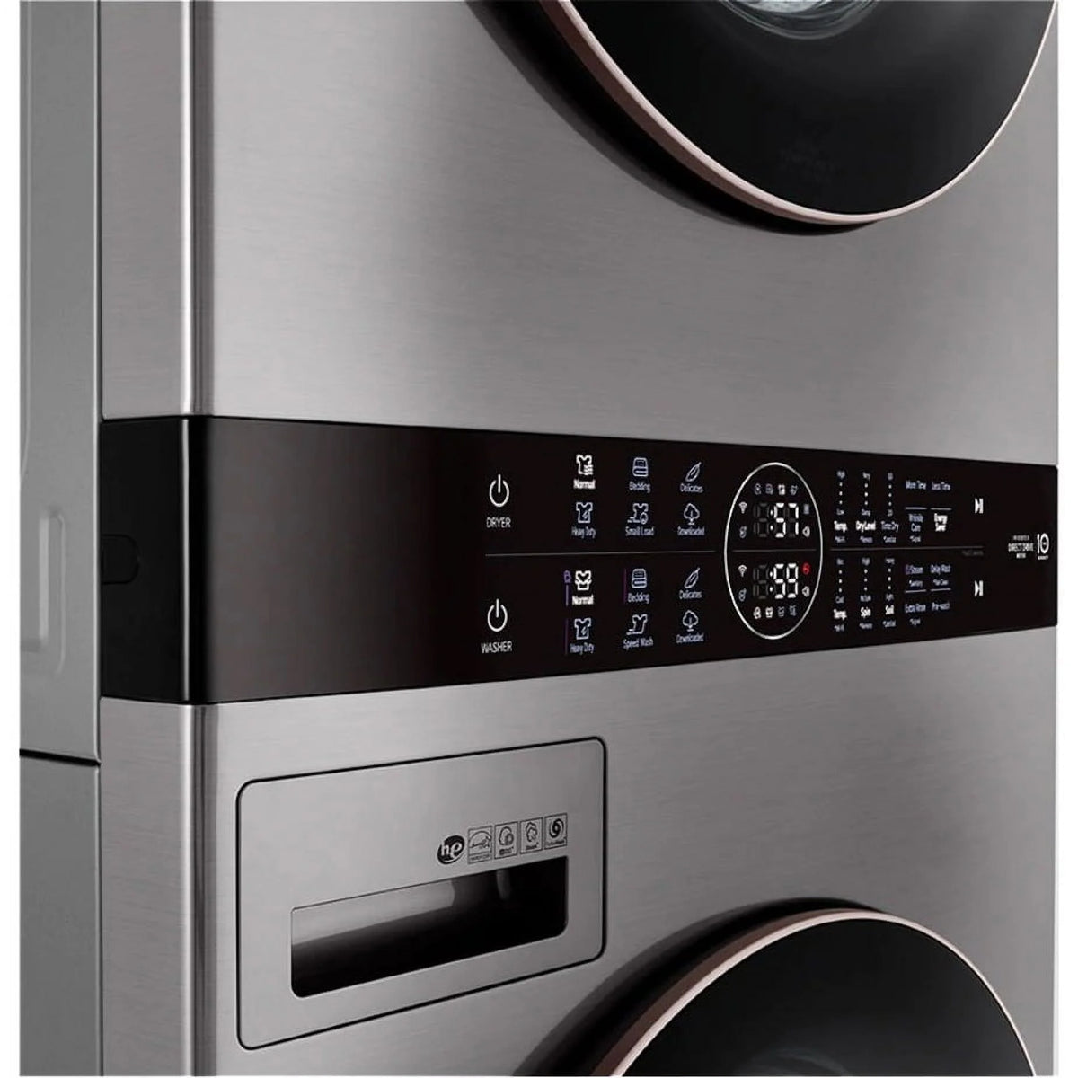 LG WKE100HVA 4.5/7.4 Cu. Ft. Smart Front Load WashTower - Graphite Steel