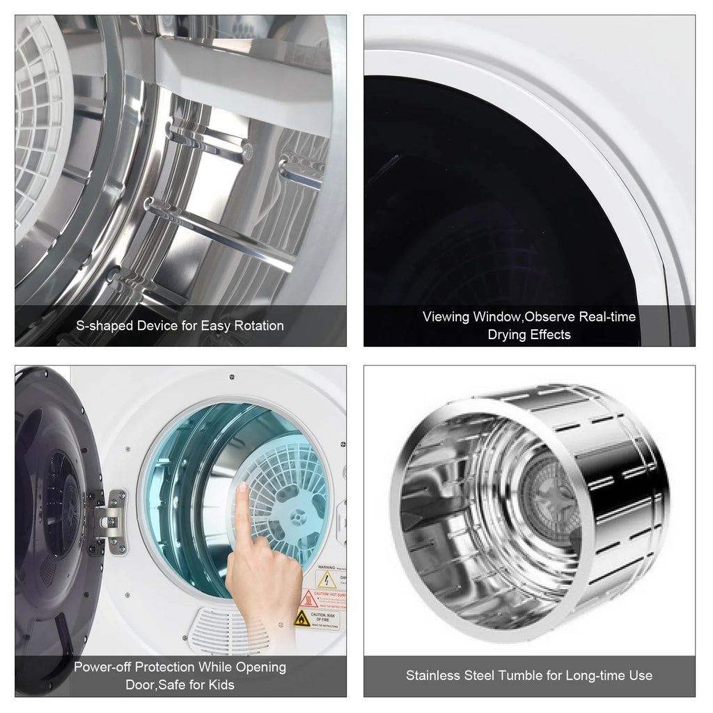 Zimtown 1.6 cu ft 110 V White Electric Compact Clothes Dryer