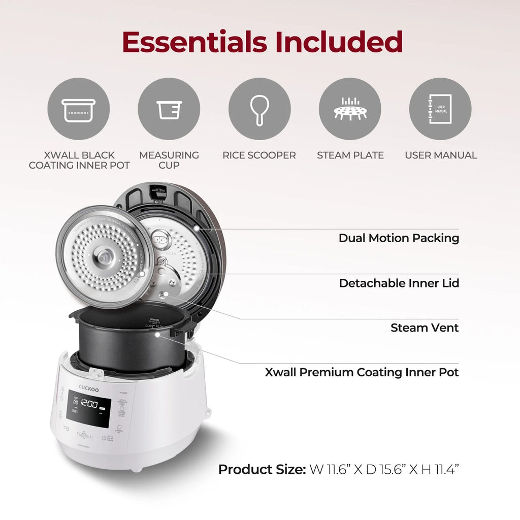 Cuckoo CRP-P1009SW 10-Cup (Uncooked) Heating Pressure Rice Cooker & Warmer with Nonstick Inner Pot