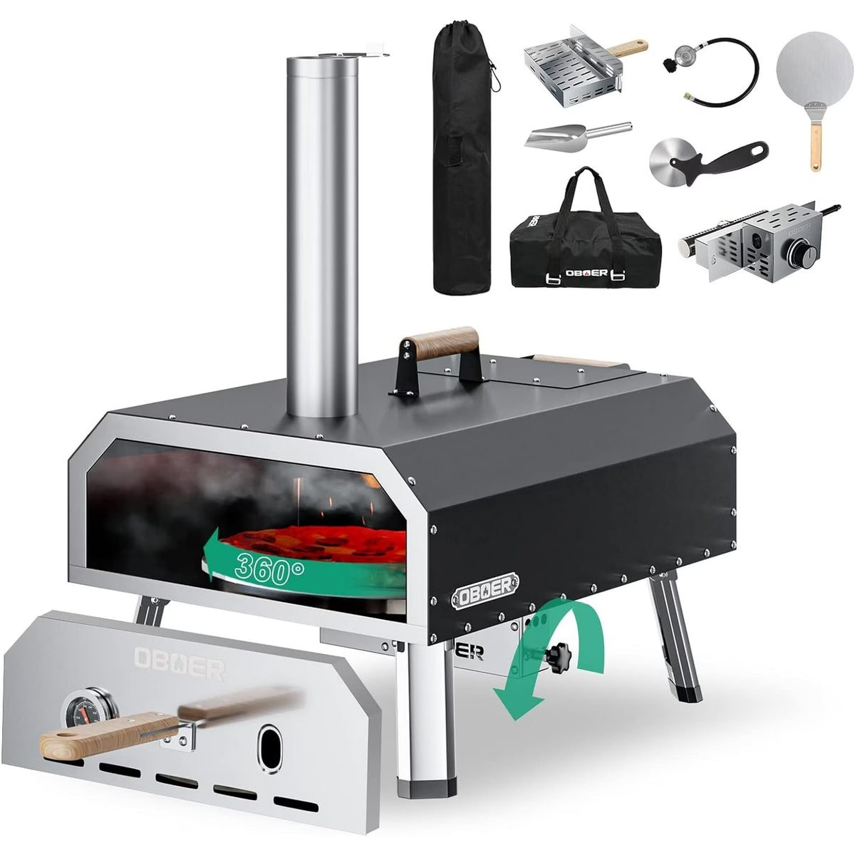 Lilypelle 16�� Dual-Fuel Outdoor Pizza Oven, Portable