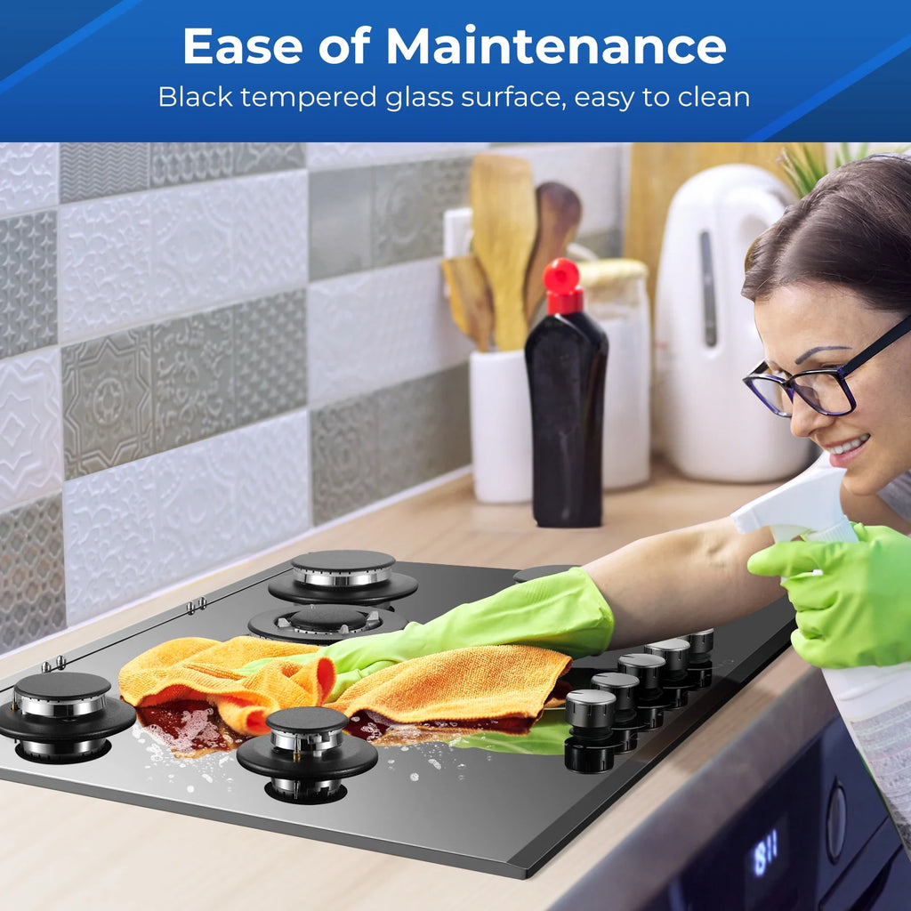 Amzgachfktch Gas Cooktop 30 Inch 5 Burners Stove Top Built-in NG/LPG Convertible with Thermocouple Protection