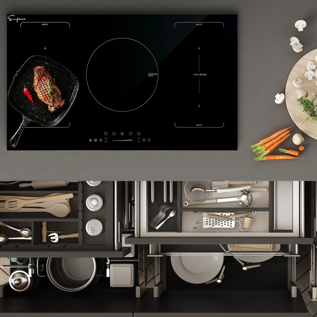 Built-In 36-in 5 Elements Black Induction Cooktop Including Bridge Element