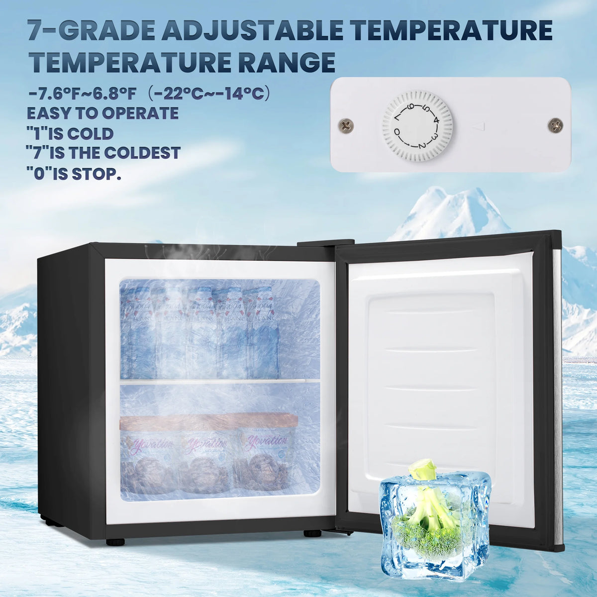 1.7 Cu ft Compact Single Door Refrigerator - Energy Efficient, Reversible Door, Perfect for Home, Office, or Dorm, Black