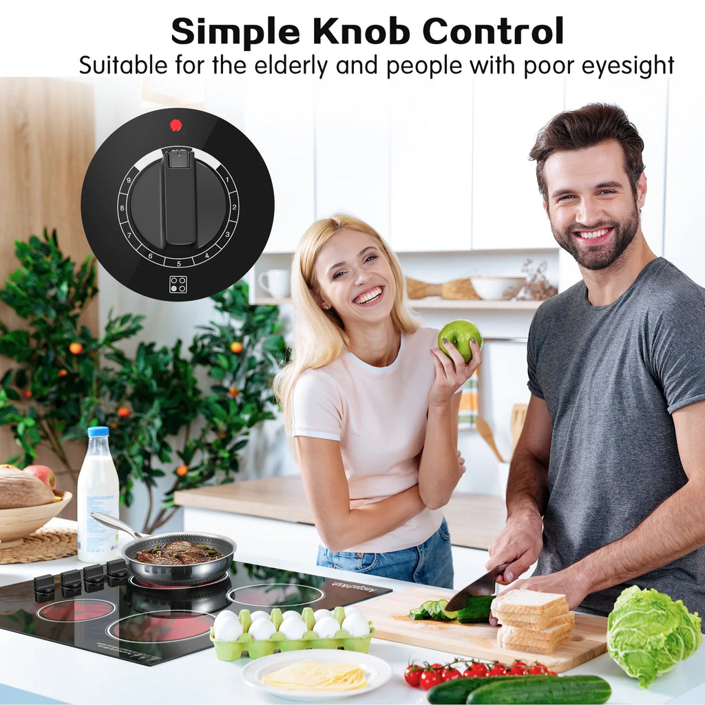 30 inch 4 Burner Built in Electric Ceramic Cooktop 6700W 240V with Hot Surface Indicator Radiation-Free ETL Certified