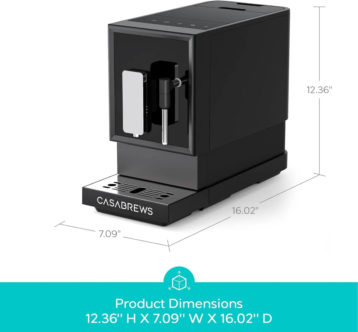 CASABREWS ACAFE Plus, 20 Bar Fully Automatic Espresso Machine, Black