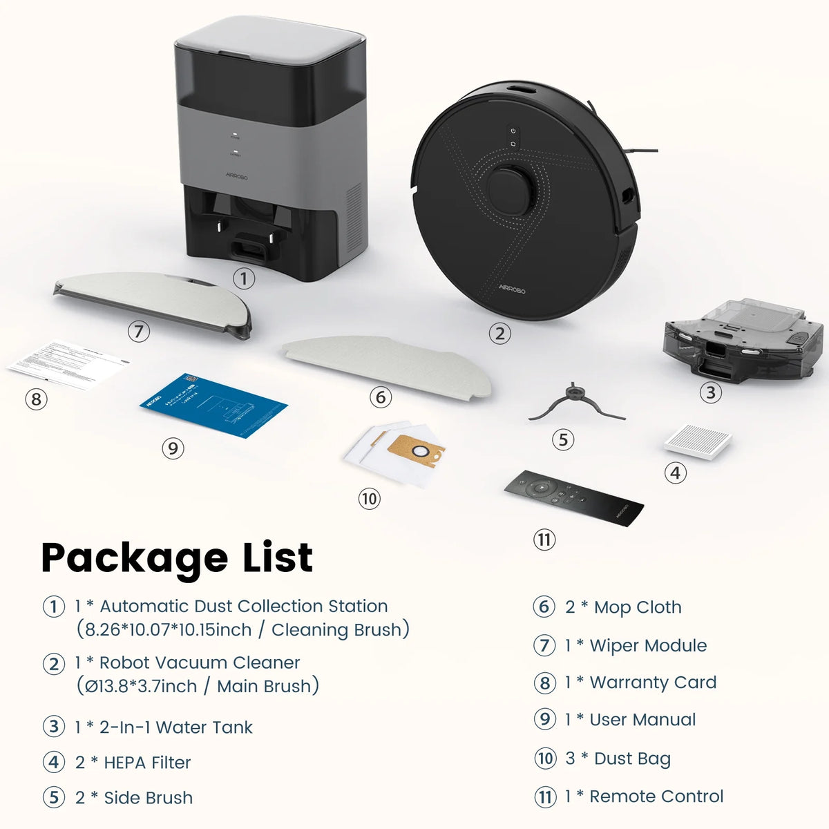 AIRROBO Robot Vacuum Cleaner and Mop Combo L40+, 60 days Self-Empty Bin, 180 min Runtime, APP and Voice Control