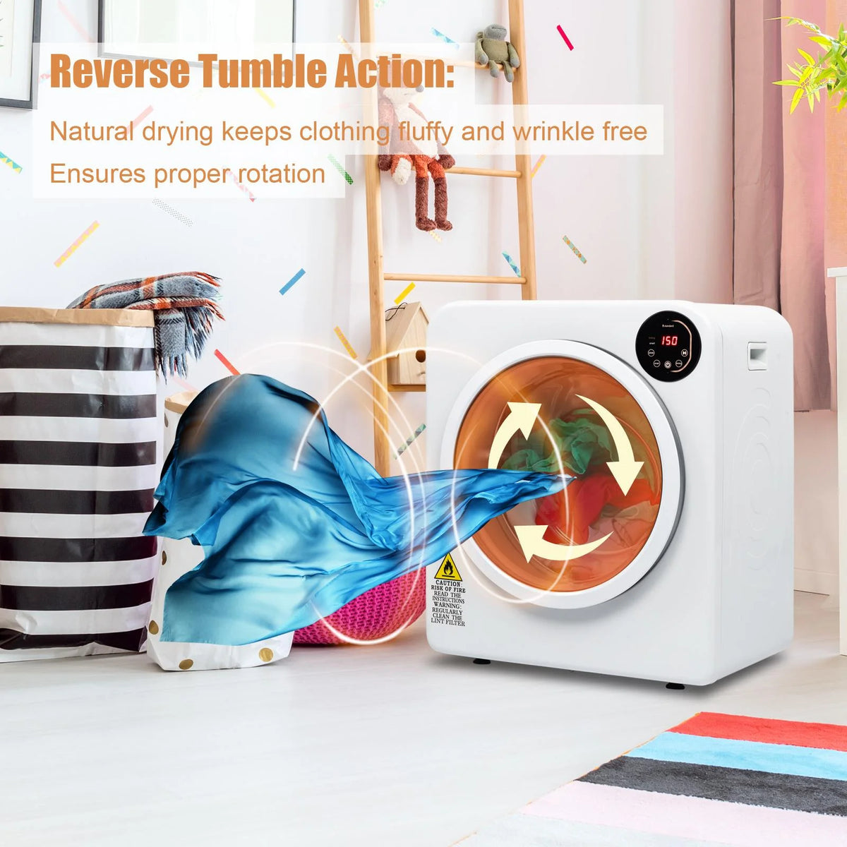 GoDecor Electric Portable Laundry Dryer, 13.2LBS Capacity Tumble Dryer For Home, White
