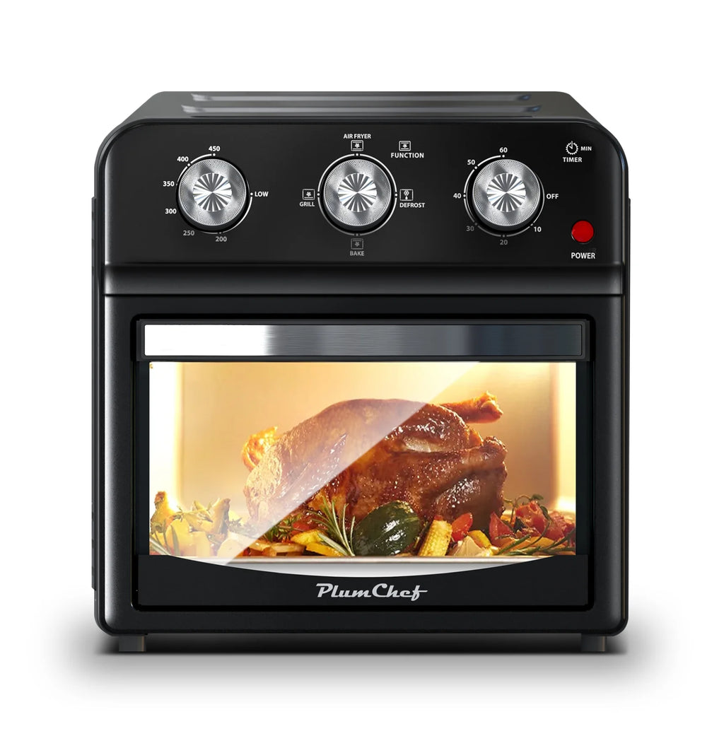 12.5 Quart Air Fryer Convection Toaster Oven, 1500W, 4 Cooking Modes, 7-in-1 Multifunction with Roast, Bake, Grill, Broil, Toast, Dehydrate, Defrost, Stainless Steel, Black