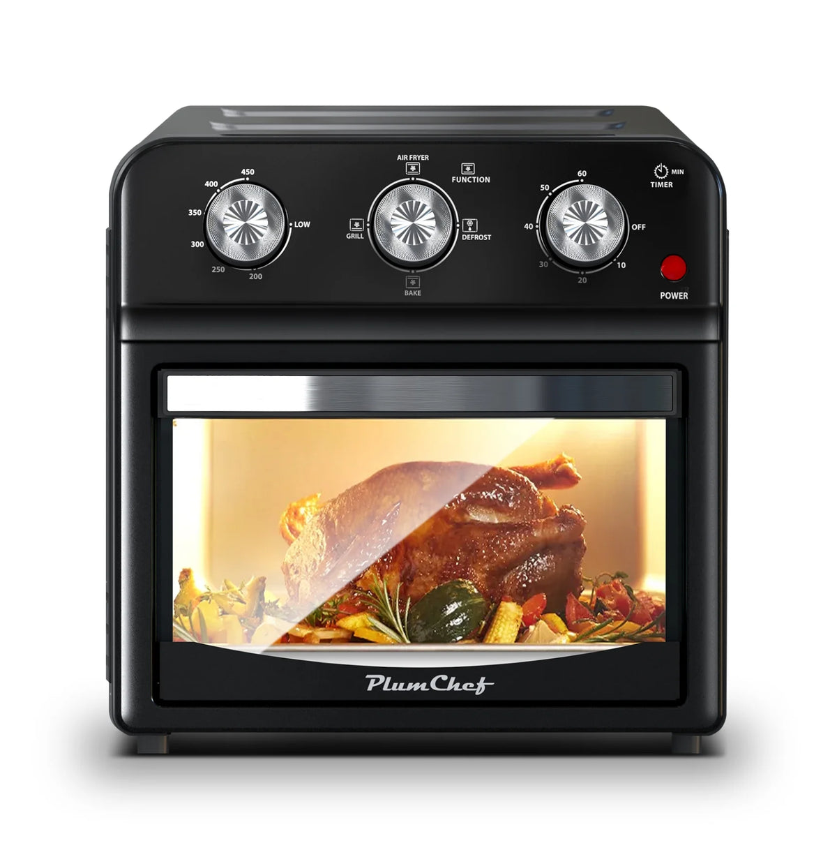 12.5 Quart Air Fryer Convection Toaster Oven, 1500W, 4 Cooking Modes, 7-in-1 Multifunction with Roast, Bake, Grill, Broil, Toast, Dehydrate, Defrost, Stainless Steel, Black