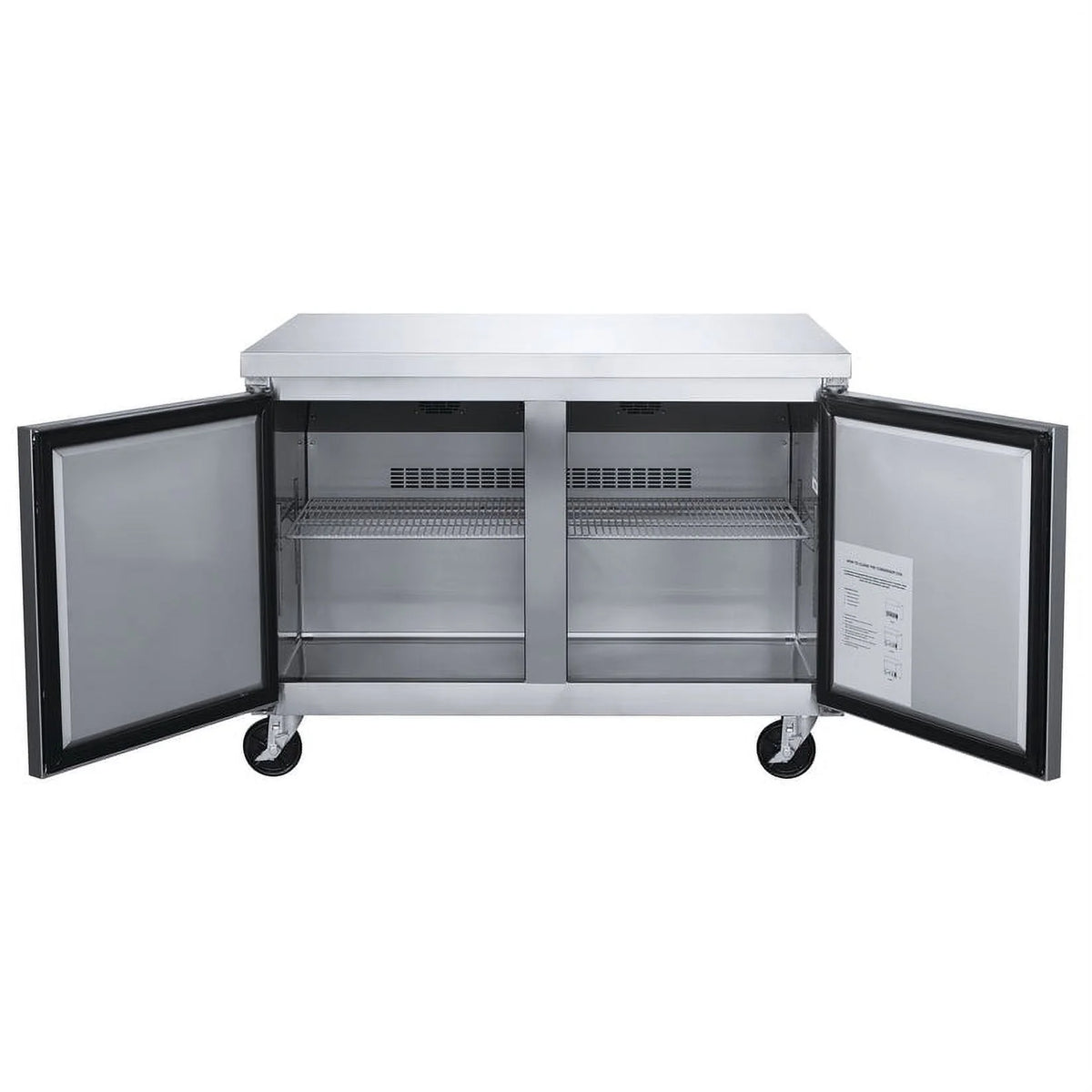 60 in. Two Door Commercial Undercounter Freezer in Stainless Steel 15.53 cu. ft.