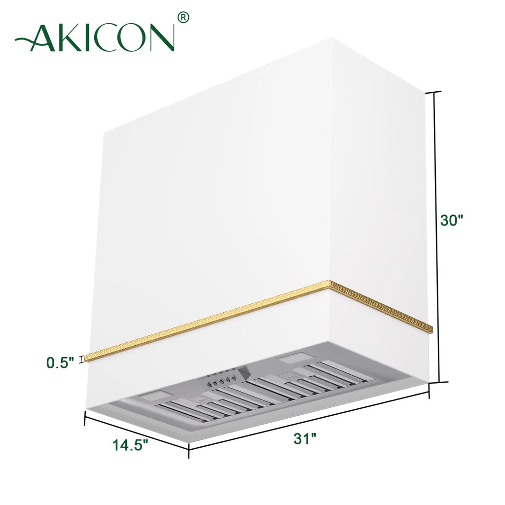 Akicon Range Hood 30 Inch, 600 CFM Ducted Vent Hood, Stainless Steel Box Kitchen Hood with 2 LED Lights, Removable Baffle Filters, Stove Hood Vent for Kitchen, 3 Speeds, Wall Mounted (AK-HS30HB-JBC)
