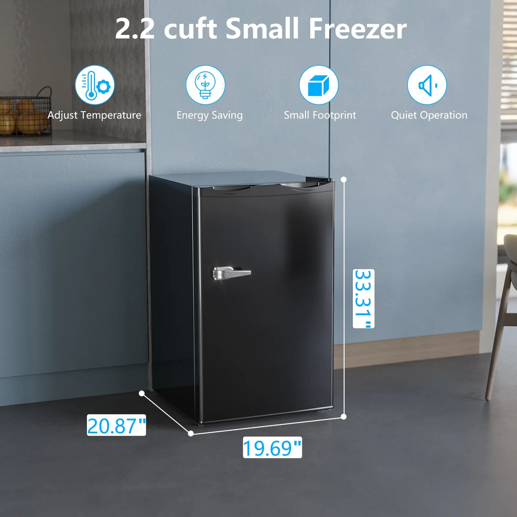 KNDKO Upright Freezer, 3.0Cu.ft Mini Freezer with Adjustable Thermostat & Removable Shelves, Stand Up Freezer for Home/Office, Black