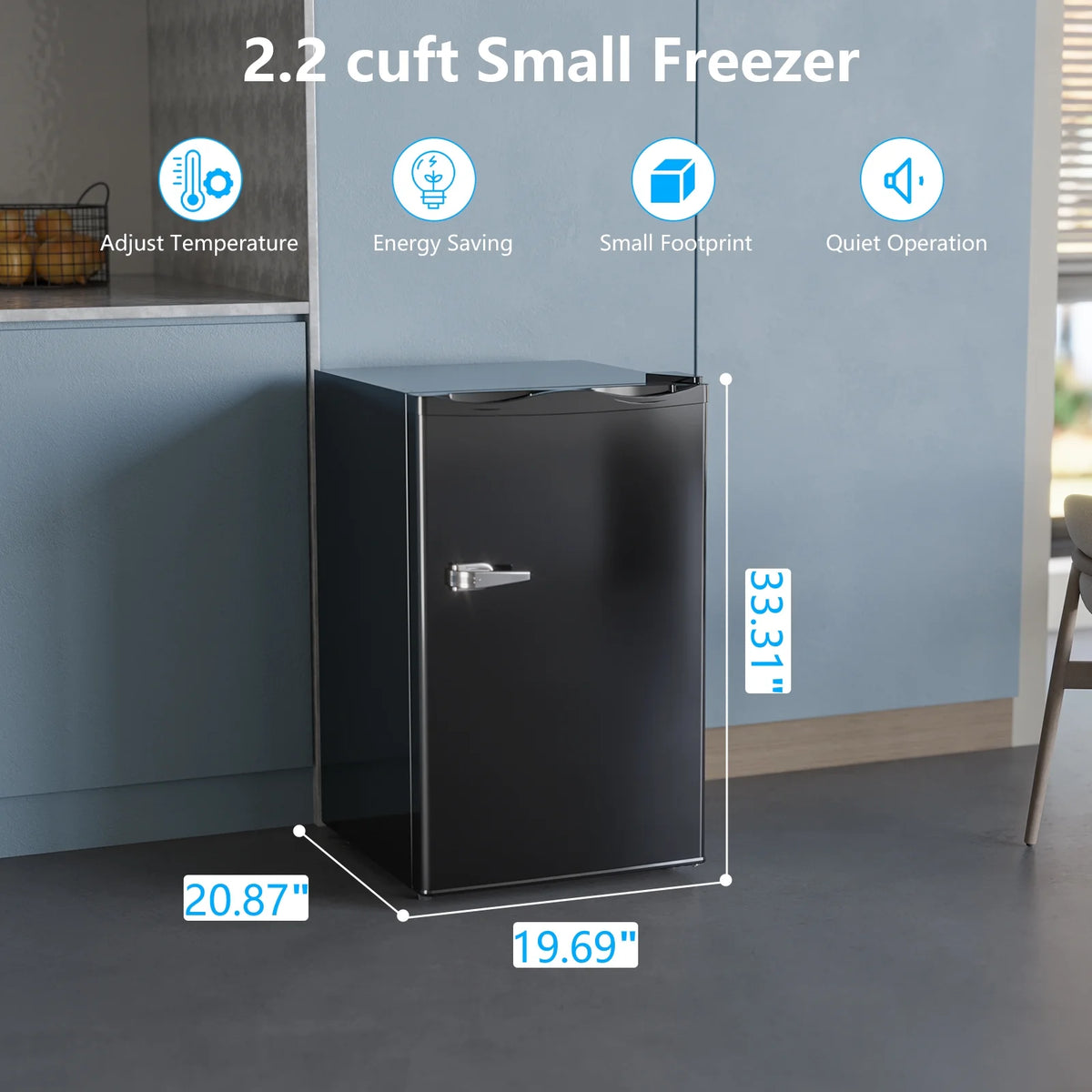 KNDKO Upright Freezer, 3.0Cu.ft Mini Freezer with Adjustable Thermostat & Removable Shelves, Stand Up Freezer for Home/Office, Black