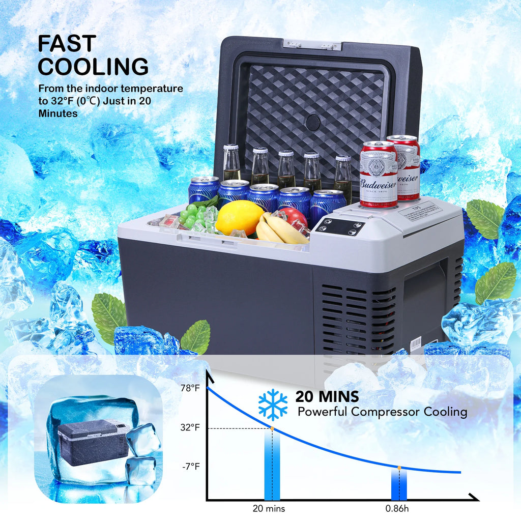 M optimized 12V Refrigerator 21 Quart Portable Refrigerator -7.6a?? to 50a??, 20L RV Freezer, Car Fridge with 12/24V DC and 110-240V AC, Portable Freezer Car Cooler for Camping Travel Outdoor & Home