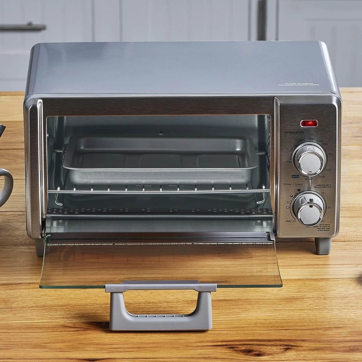 Crisp 'N Bake Air Fry Countertop Convection Toaster Oven, Medium Capacity, 4-Slice, 5-in-1, Fits 9�� Pizza, 30-Min Timer, Bake, Broil, Air Fry, Toast, Keep Warm, Stainless