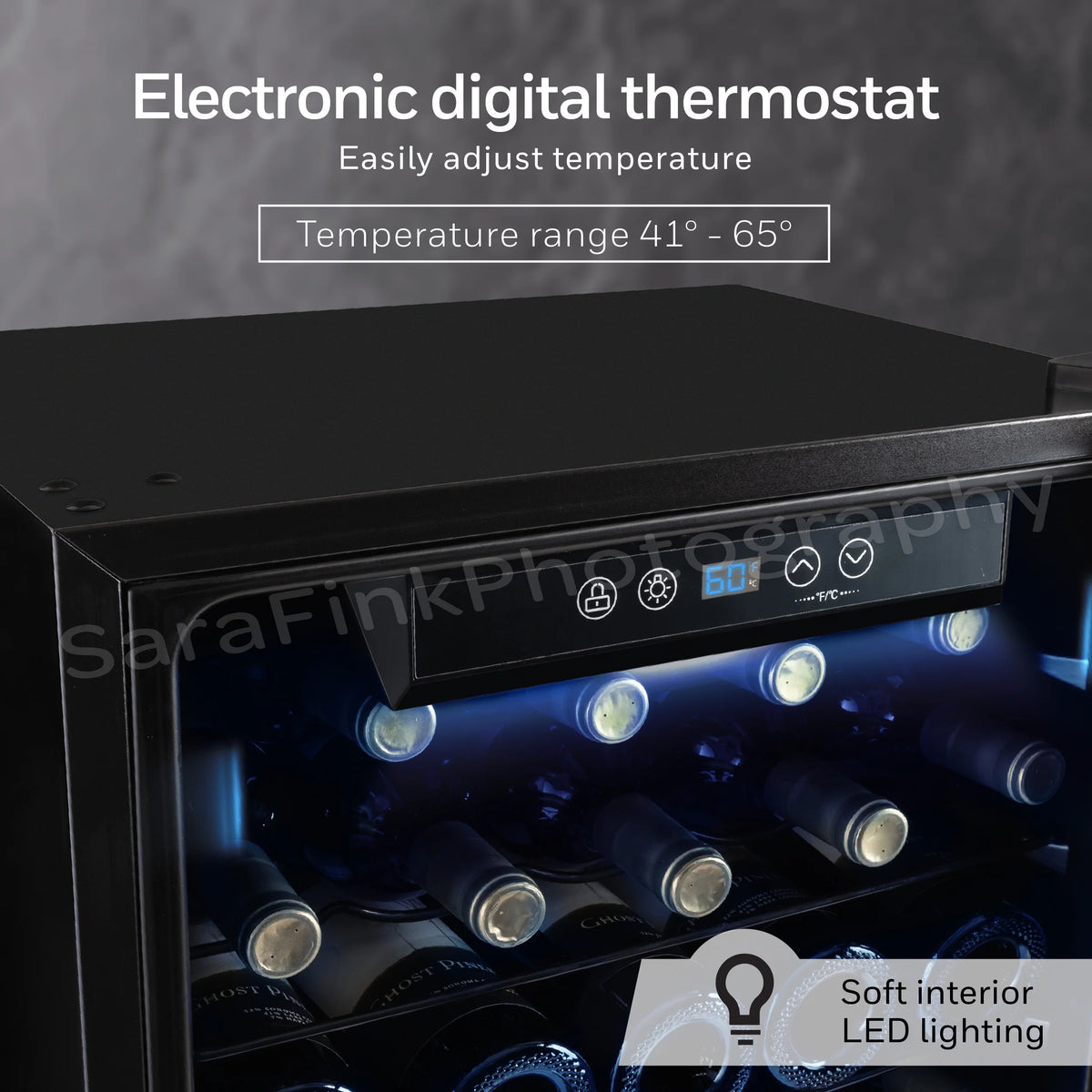 Honeywell 34 Bottle Compressor Wine Cooler, Large Freestanding Wine Cellar for Red, White, Champagne, Digital Temperature Control, Stainless Steel