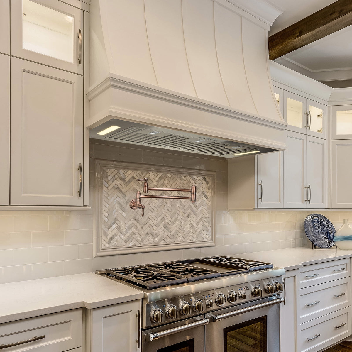 Range Hood Insert/Built-in 30 Inch, 6'' Duct 3-Speeds 600 CFM Stainless Steel Vent Hood with LED Lights and Dishwasher Safe Filters