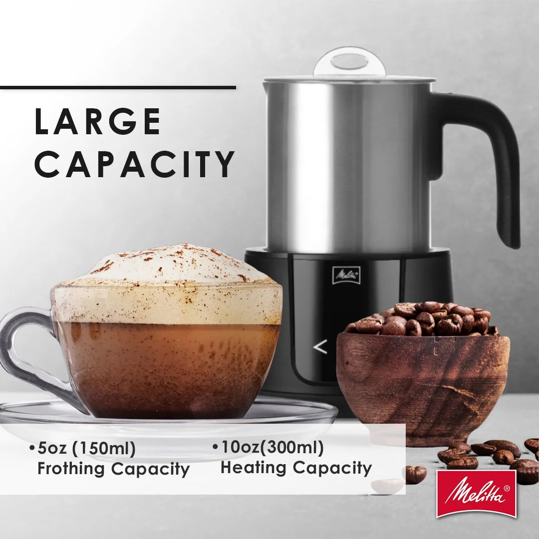Melitta Montalatte Milk Frother Coffee and Hot Chocolate Stainless Steel Electric Milk Frother