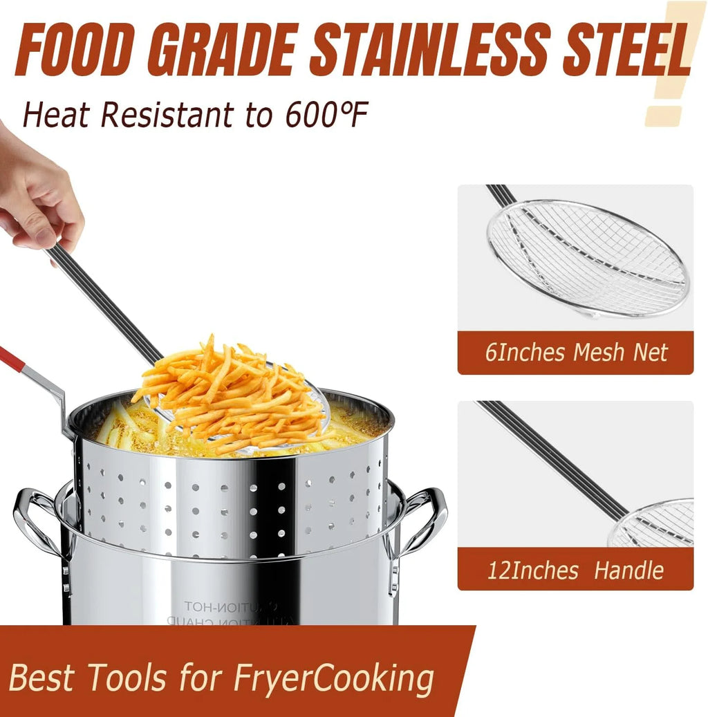 30QT Stainless Steel Turkey Fryer Kit, Stainless Steel Stand with 55,000BTU Propane Burner Stove, Waterproof Cover & Skimmer, Turkey Deep Fryer Pot, Outdoor Fish Fryer, Crawfish Boiler