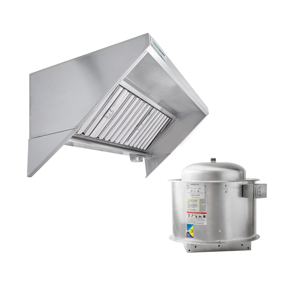 HOODMART UL/NSF 4' Concession Trailer Hood System for Food Truck | Commercial Range Hood with Direct Drive Exhaust Fan | Stainless Steel Kitchen Equipment with Install Kit Included