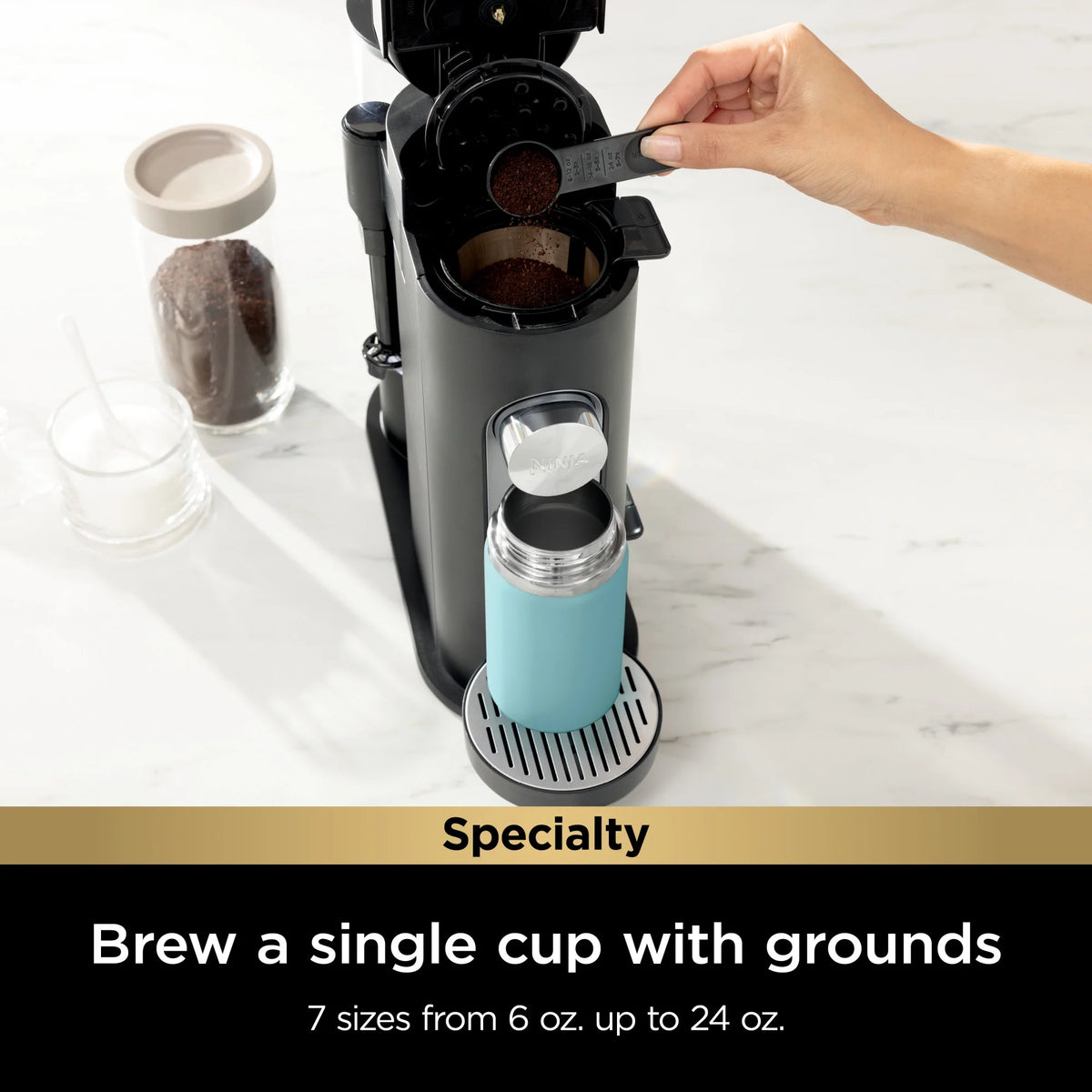 Ninja Pods & Grounds Specialty Single-Serve Coffee Maker with Integrated Milk Frother, Black, PB051