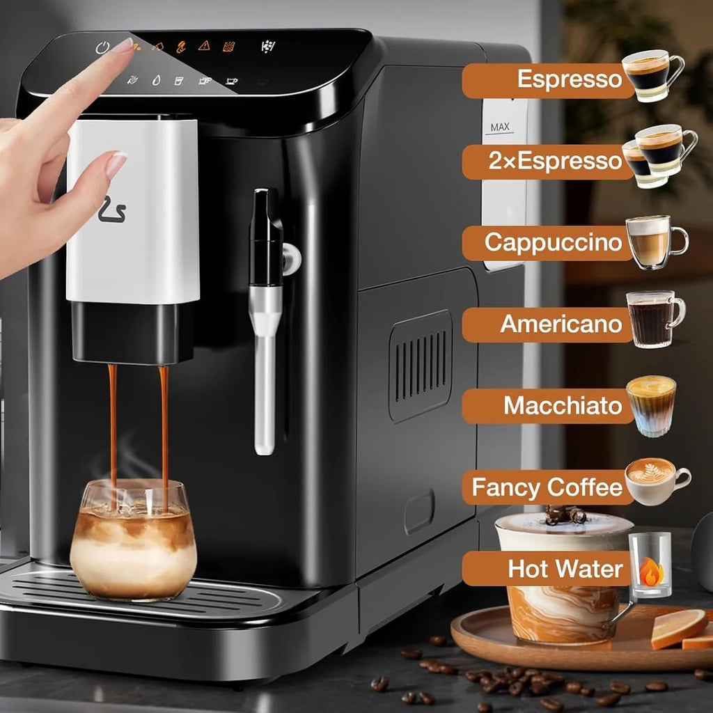 Riedhoff Fully Automatic Espresso Machine CM9002, 1350 W, Touch Screen with 1.5 L Water Tank, Black