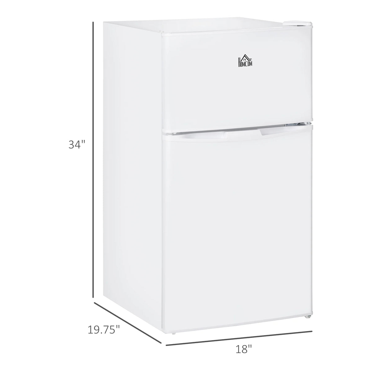 Harper & Bright Designs Double Door Mini Fridge with Freezer, 3.2 Cu.Ft Compact Refrigerator with Adjustable Shelf, Adjustable Thermostat and Reversible Door for Bedroom, Dorm, Home Office, White