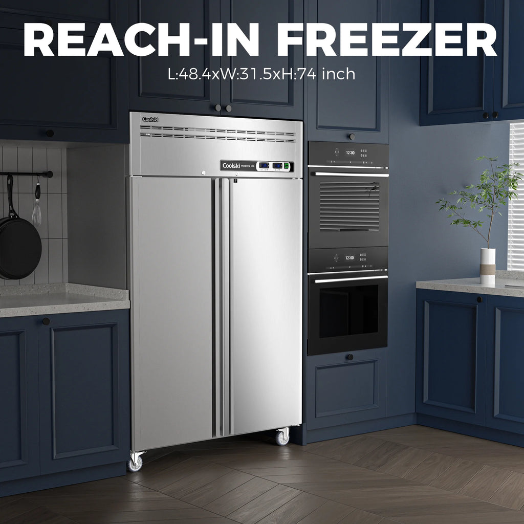 "COOLSKI 48"" Upright Refrigerator Freezer Combo, 36 Cu.ft 2-Door Cooling Appliance for Restaurants"