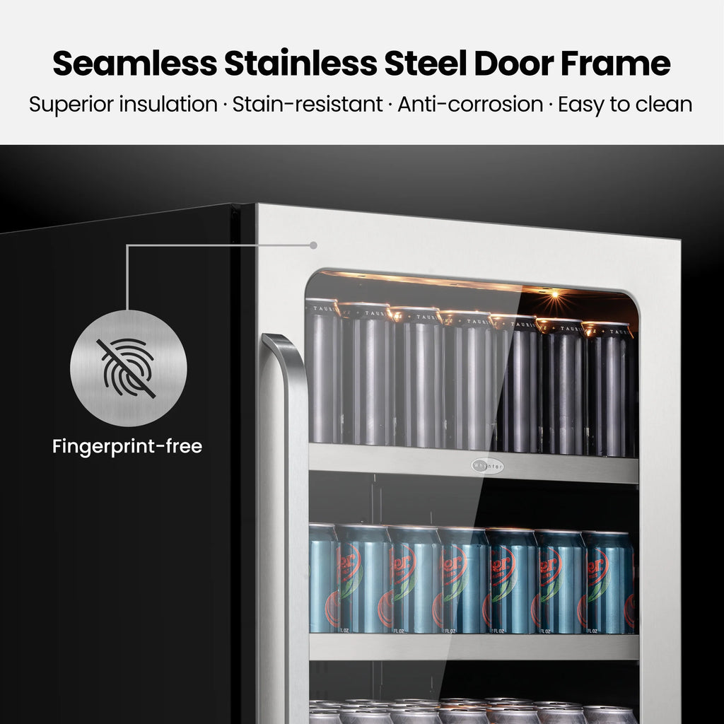 Whynter 24'' Beverage Refrigerator Cooler, 140 Cans Beverage Fridge, Built in or Freestanding Beverage Center with Stainless Steel Door