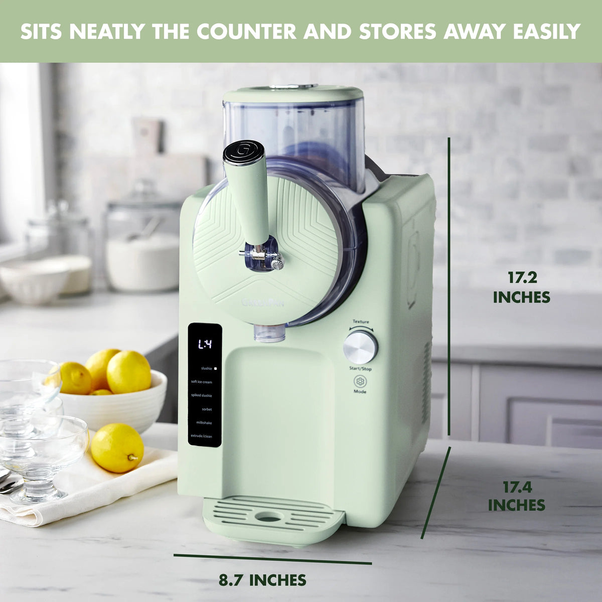 GreenPan Frost 6 Mode, Ice Cream, Frozen Drink, Slushie & Milk Shake Maker, No Freezer Needed, Easy Clean Parts, Gray