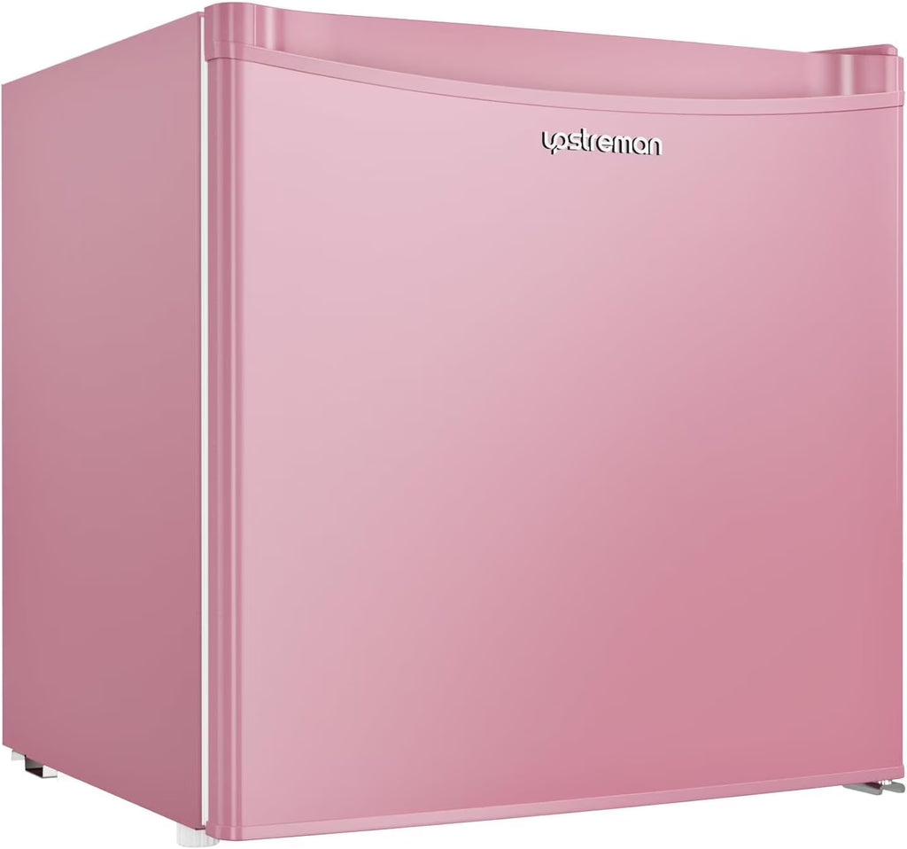 Upstreman 1.7 Cu ft Mini Fridge with Freezer Single Door Compact Refrigerator, Low Noise, Energy Saving, Adjustable Temperature, Reversible Door, for Home Office Dorm, Black FR17