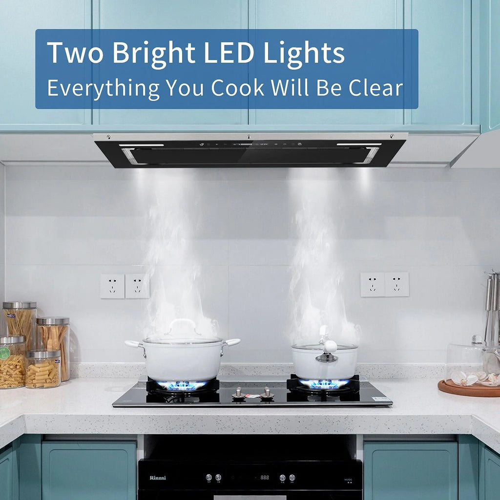 30 inch Built-in Insert Range Hood 900CFM Tempered Glass Kitchen Vent Hood