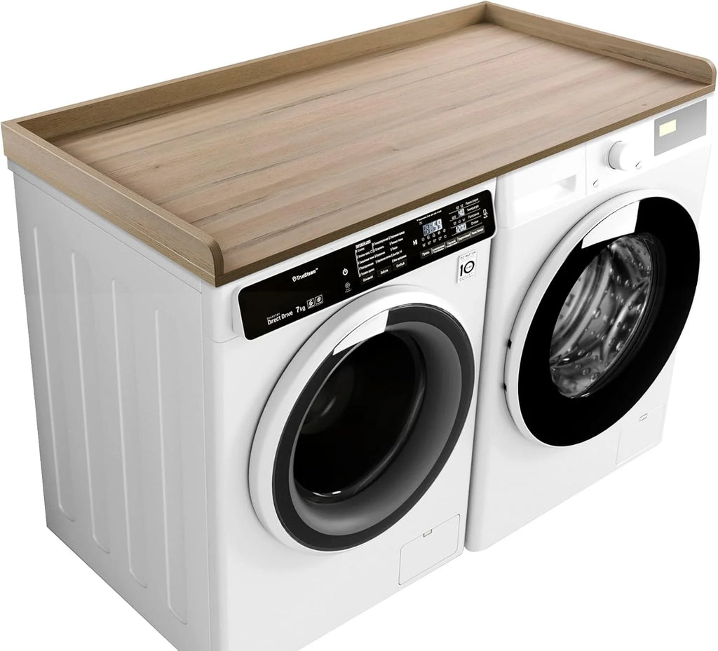 Kaboon Melamine Washer Dryer Countertop with Edge Rails �C Laundry Room Organization
