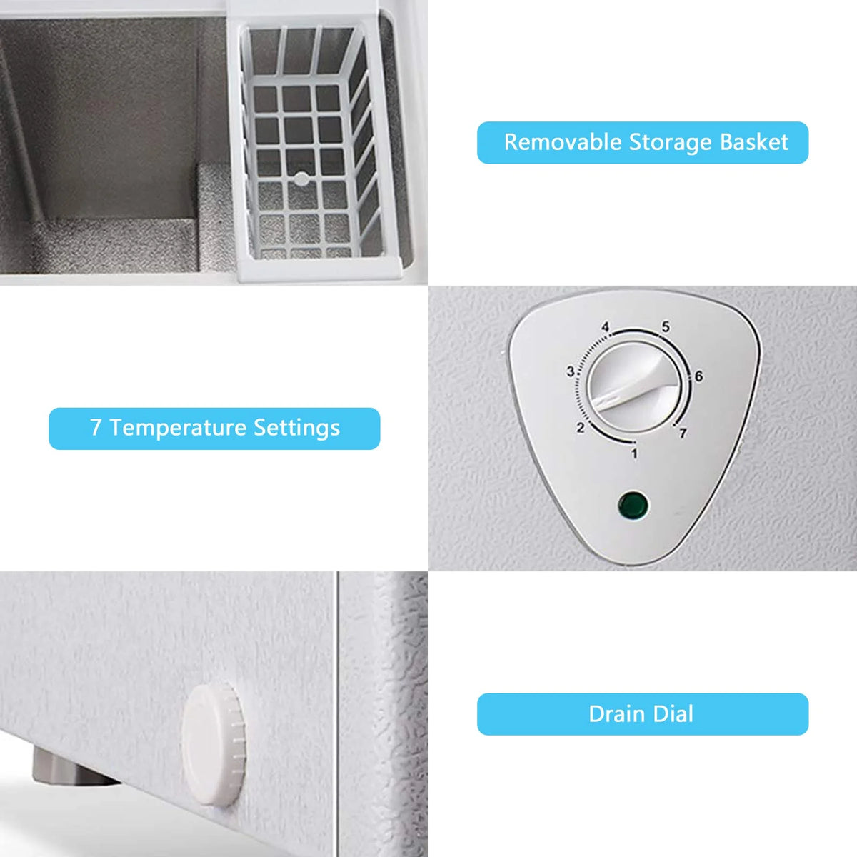 WANAI Deep Freezer 3.5 Cu.ft,Chest Freezer with Top Open Door,Suitable for Apartments, Dorms or Garages,White
