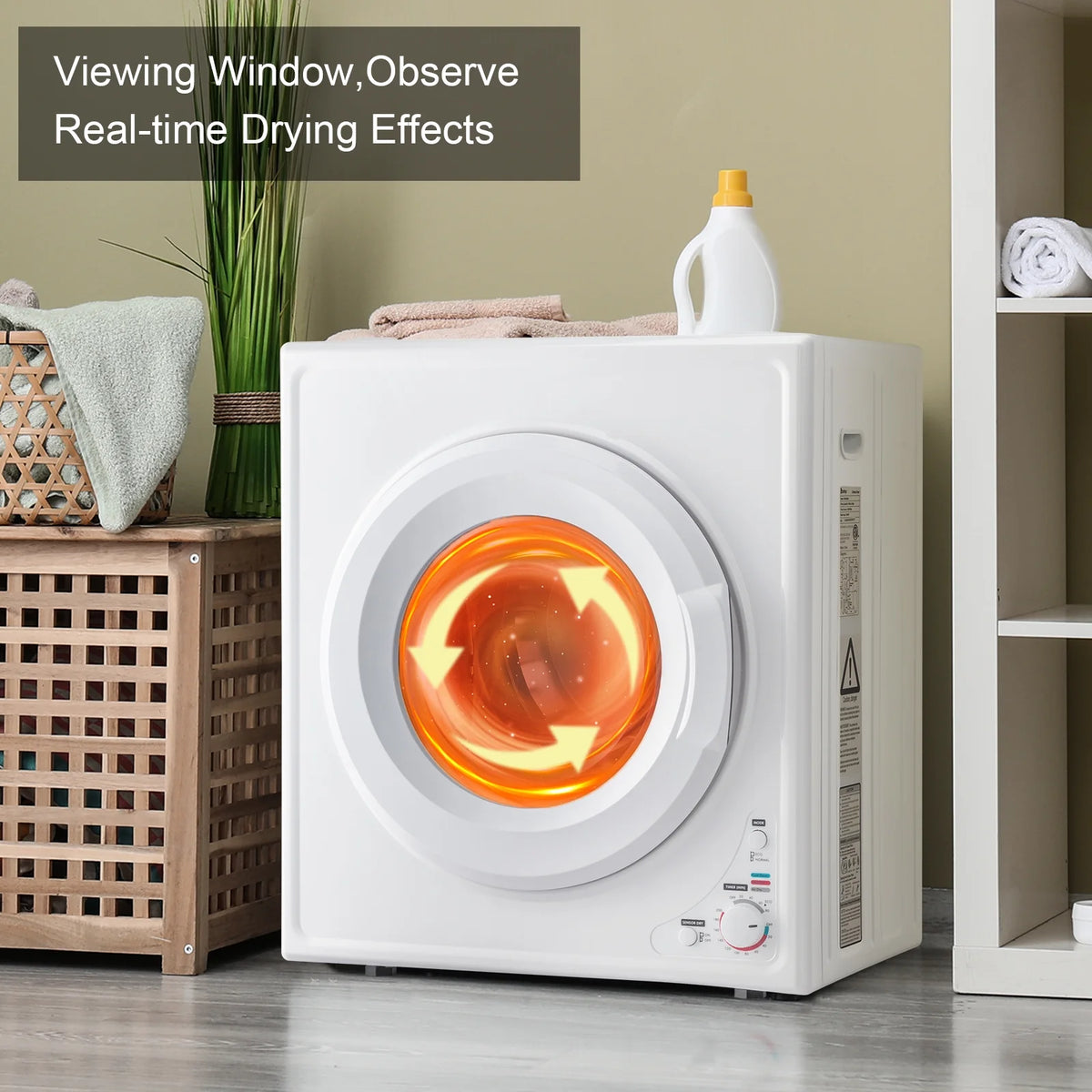 GYJ40-168I1 Compact portable Household clothes Dryer 4KG 2.6CUFT with Stainless Steel Drum White 120V 1400W MECHANICAL Control