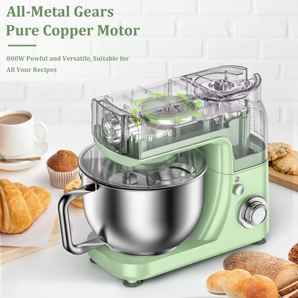 LINKChef Stand Mixer, 5.3QT 800W 6+P Speeds with Whisk, Dough Hook and Beater (White)