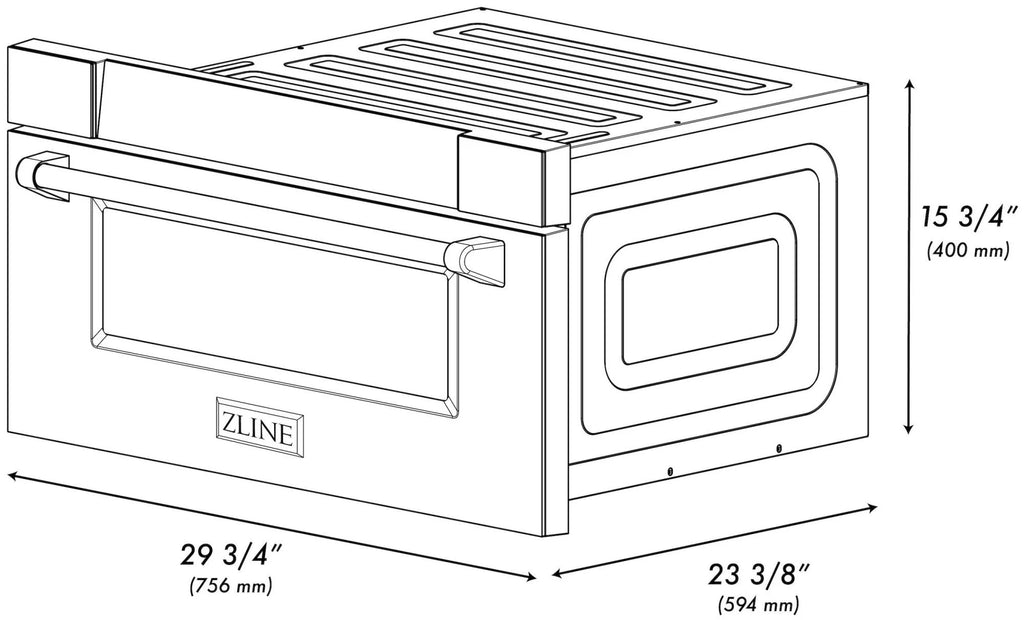 ZLINE Autograph Edition 30" 1.2 cu. ft. Built-In Microwave Drawer in Stainless Steel with Gold Accents